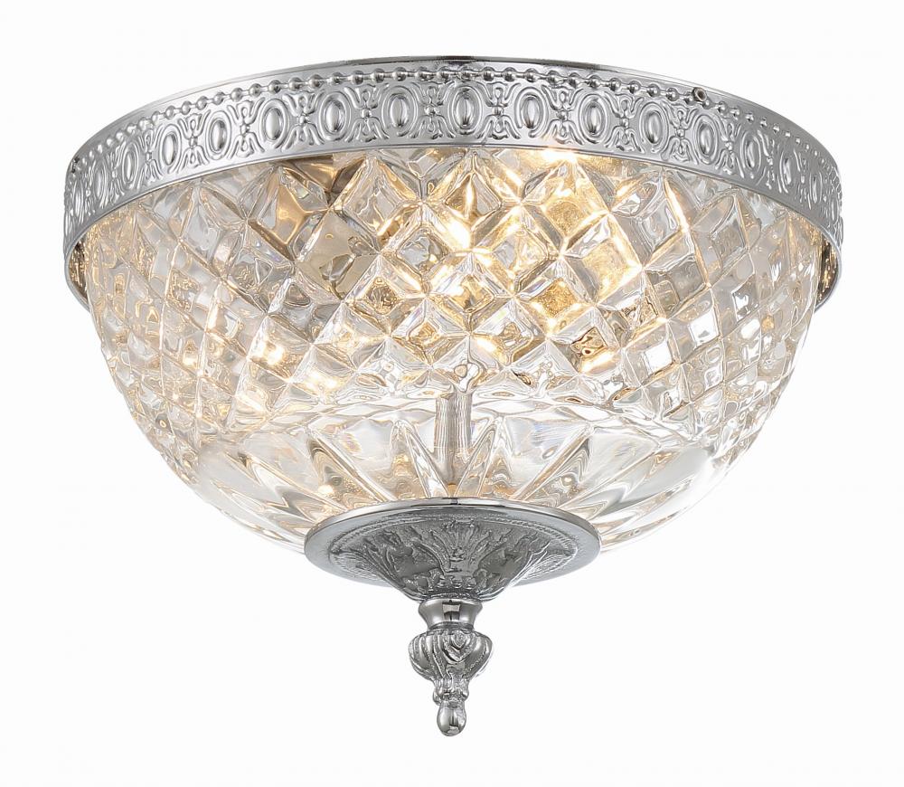 Radley 8'' Polished Chrome Faceted Cut Glass Bowl Flush Mount