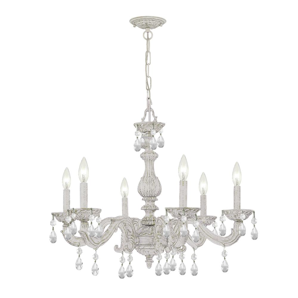 Paris Market 6 Light Clear Crystal Antique White Chandelier