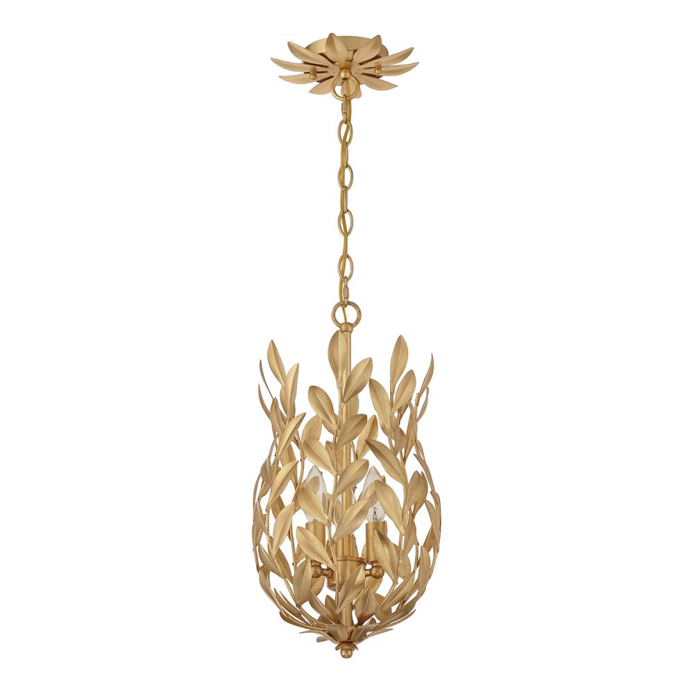 Broche 3 Light Antique Gold Mini Pendant