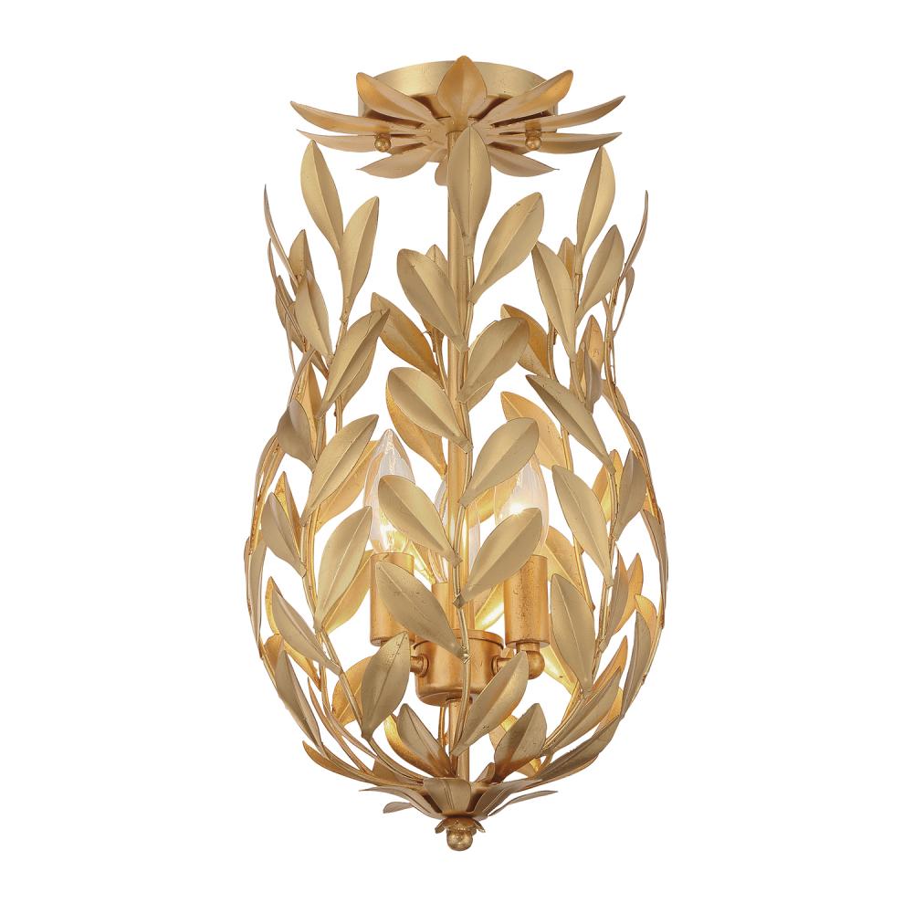 Broche 9.5'' Antique Gold Semi Flush Mount