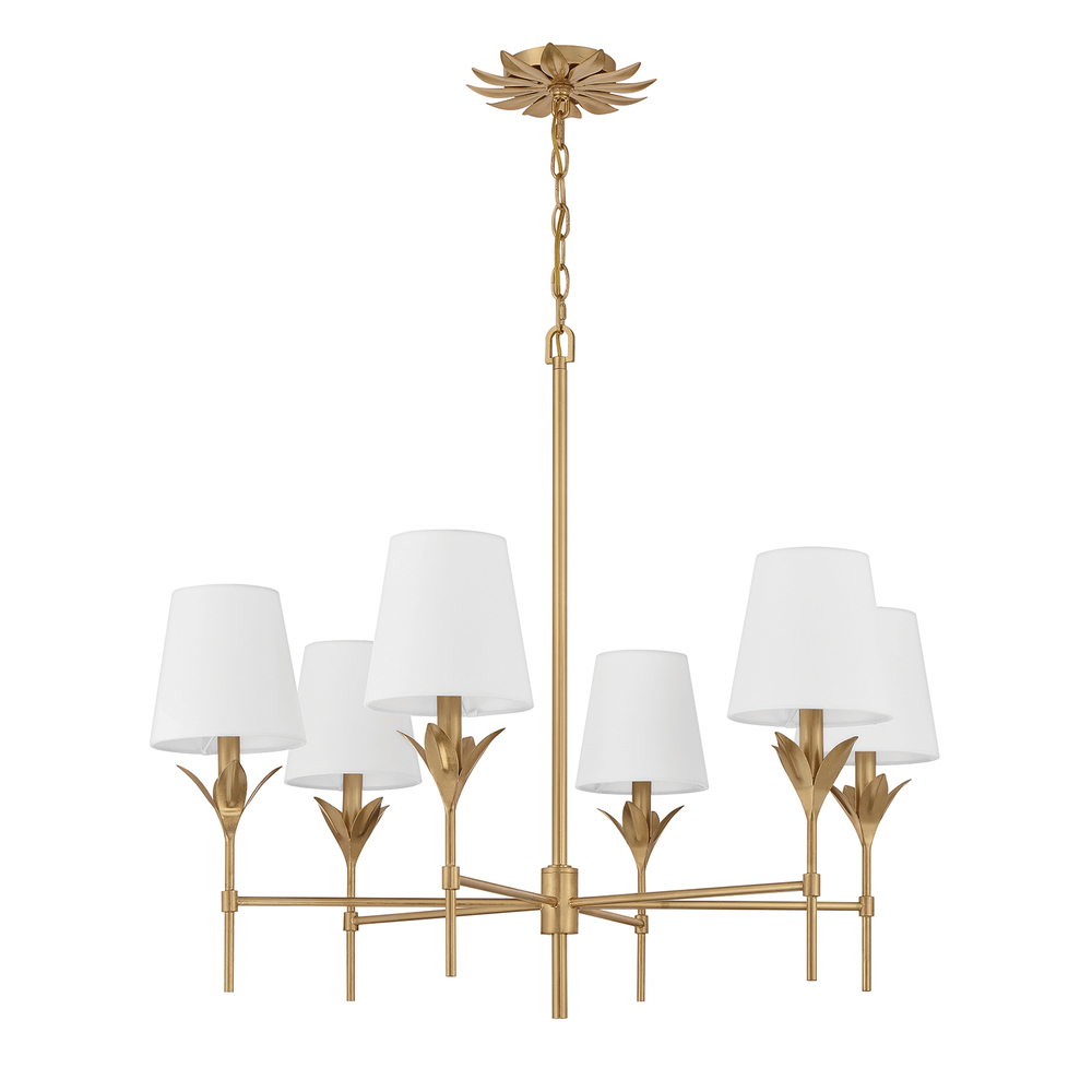 Broche 6 Light Antique Gold Chandelier