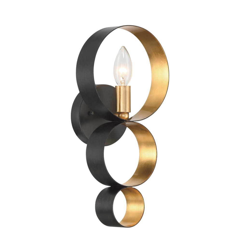 Luna 7'' English Bronze + Antique Gold Sconce