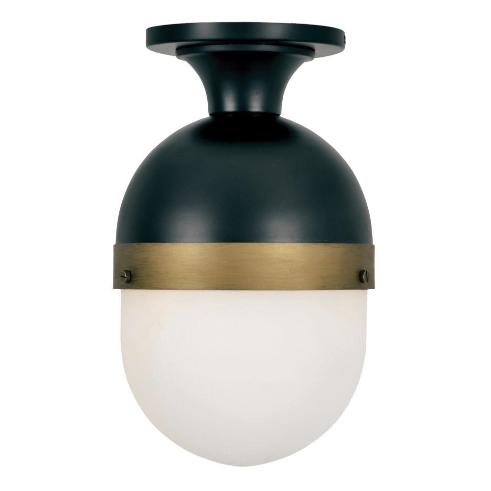 Brian Patrick Flynn Capsule 1 Light Matte Black + Textured Gold Outdoor Semi Flush Mount