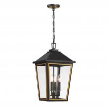 Crystorama HAW-605-MK-TG - Hawkins 4 Light Matte Black + Textured Gold Outdoor Pendant