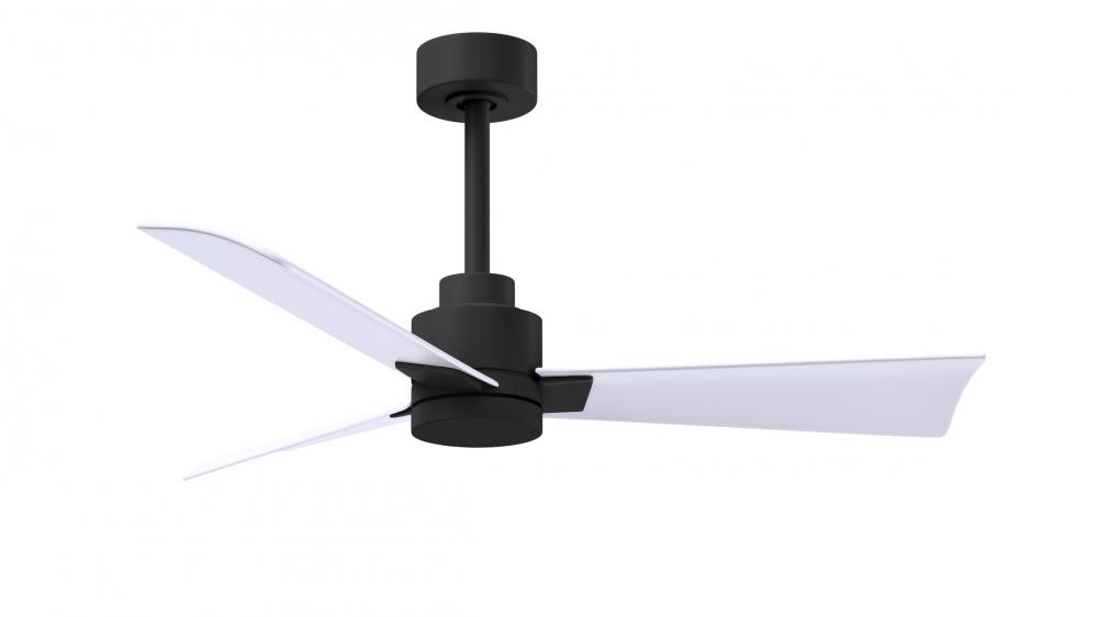 Alessandra 3-blade transitional  ceiling fan in matte black finish with matte white blades. Optimi