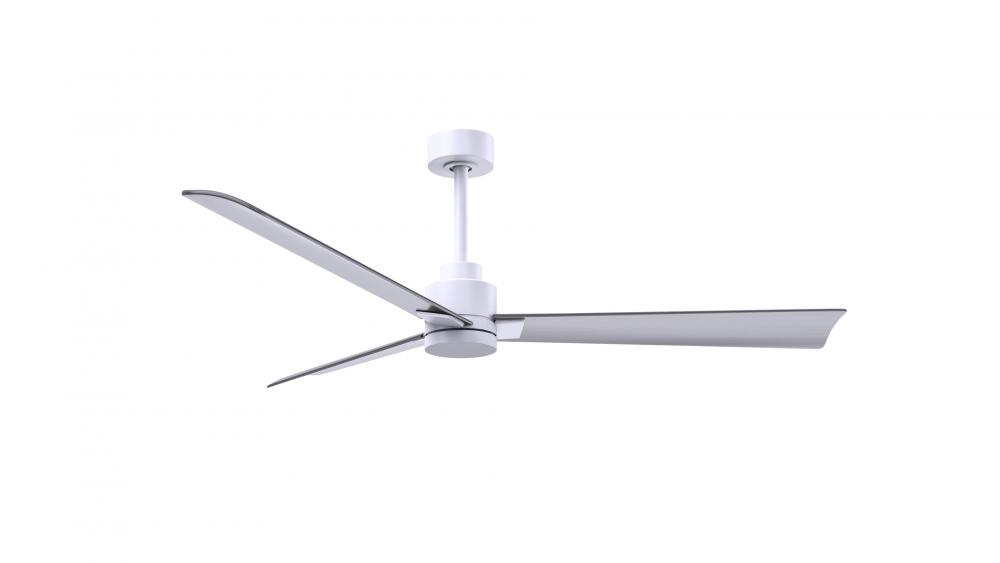 Alessandra - 56" Three Blade Transitional Ceiling Fan - Matte White Finish - Brushed Nickel Blad