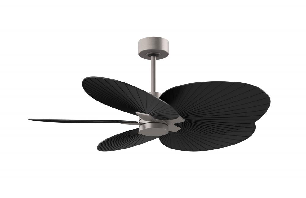 Alessandra Tropical 5-blade ceiling fan in Brushed Nickel and Matte Black blades.