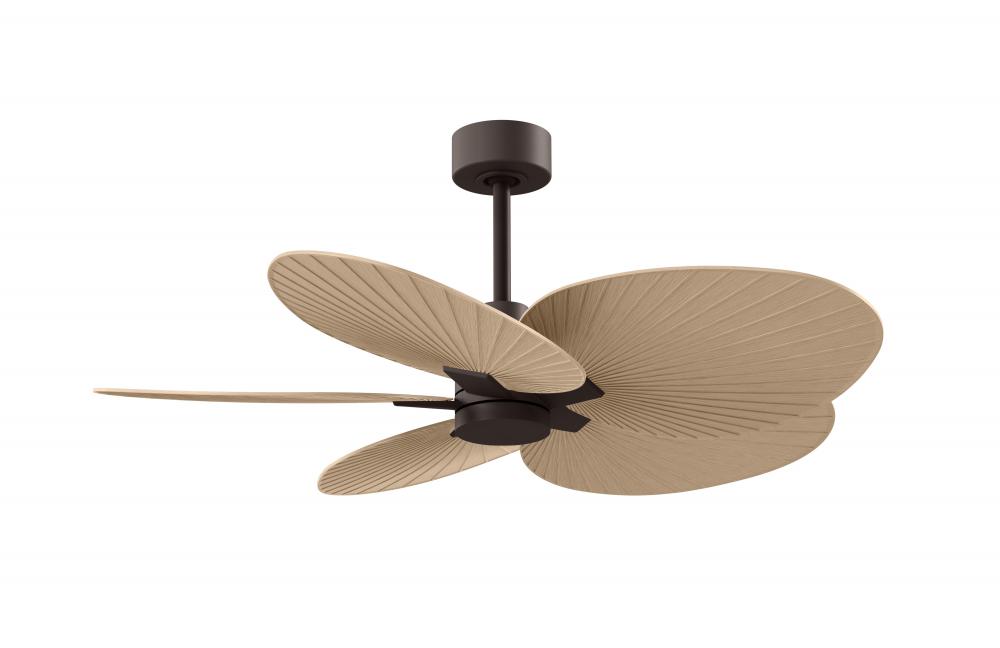 Alessandra Tropical - Five Blade Ceiling Fan - Textured Bronze Finish - Light Maple Tone Blades