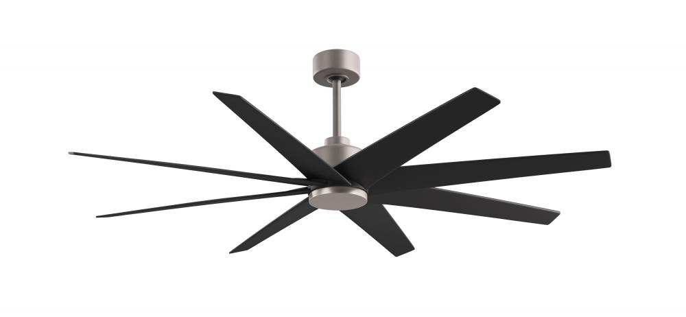 Ariella - Eight Blade Ceiling Fan - Brushed Nickel Finish - Matte Black Blades