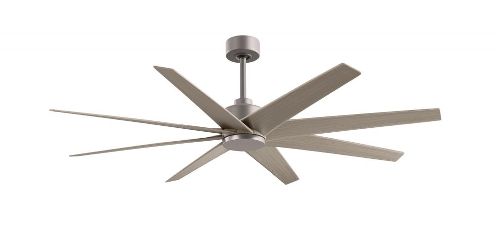 Ariella - Eight Blade Ceiling Fan - Brushed Nickel Finish - Gray Ash Tone Blades