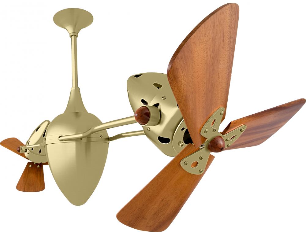 Ar Ruthiane - Rotational Ceiling Fan - Brushed Brass Finish - Mahogany Tone Blades