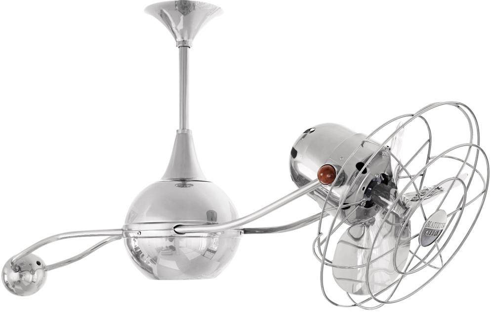 Brisa 360° counterweight rotational ceiling fan in Polished Chrome finish with metal blades.