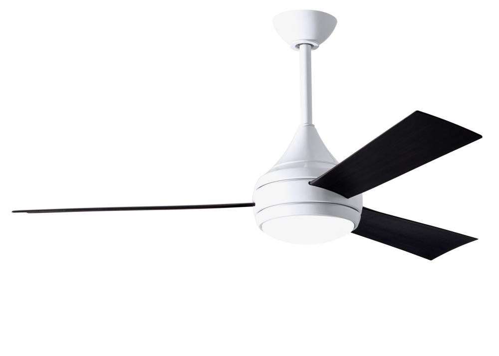 Donaire - Three Blade Paddle Fan - Integrated LED - Gloss White Finish - Matte Black Blades