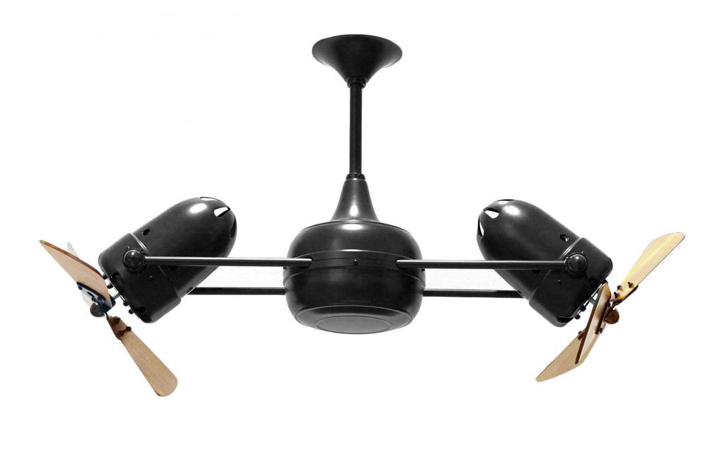 Duplo Dinamico - Rotational Ceiling Fan - Matte Black Finish - Mahogany Tone Blades