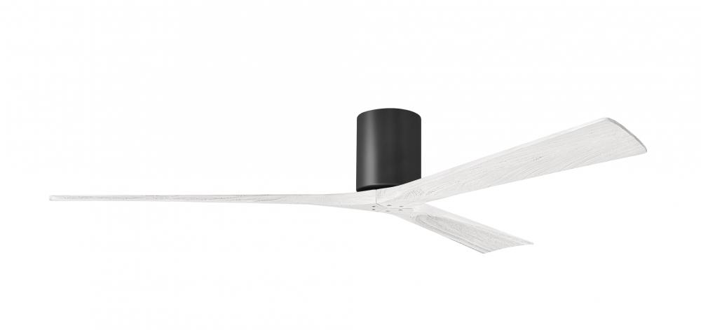 Irene-3H three-blade flush mount paddle fan in Matte Black finish with 72” solid matte white woo