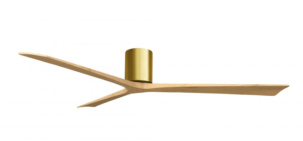 Irene-3H three-blade flush mount paddle fan in Brushed Brass finish with 72” Light Maple tone bl