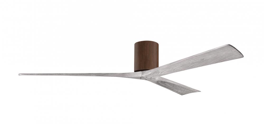 Irene-3H three-blade flush mount paddle fan in Walnut finish with 72” solid barn wood tone blade