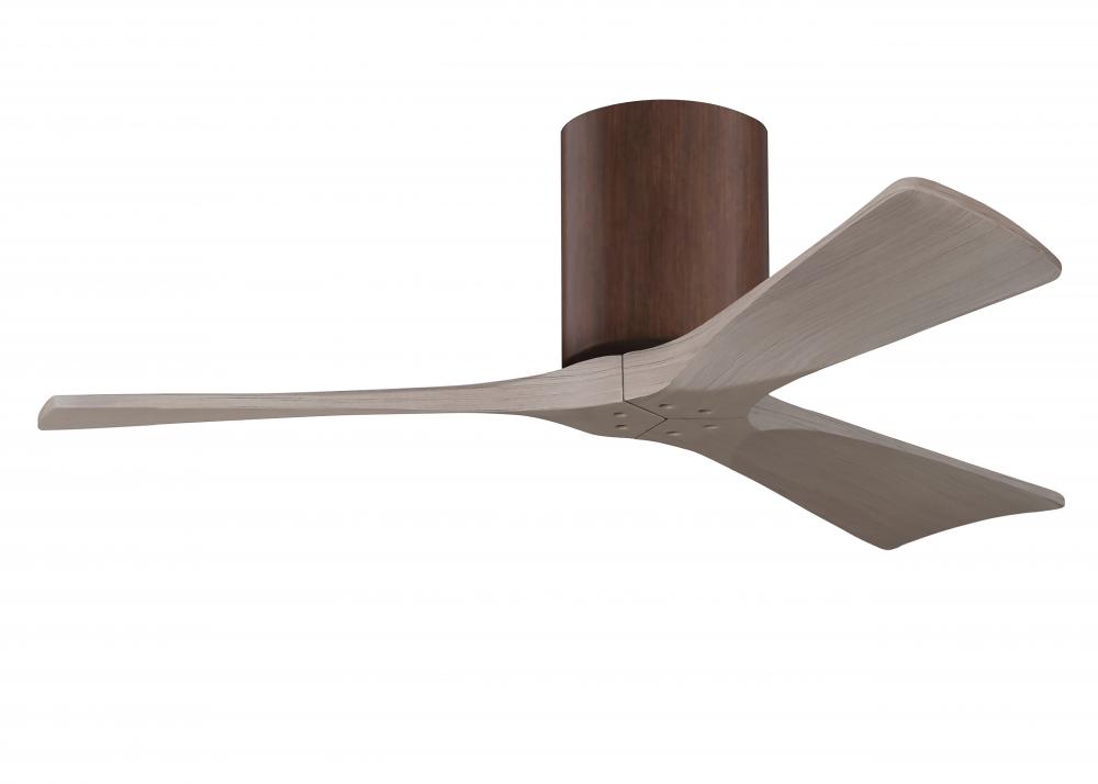 Irene-3H - Three Blade Flush Mount Paddle Fan - 42" - Walnut Finish - Gray Ash Tone Blades