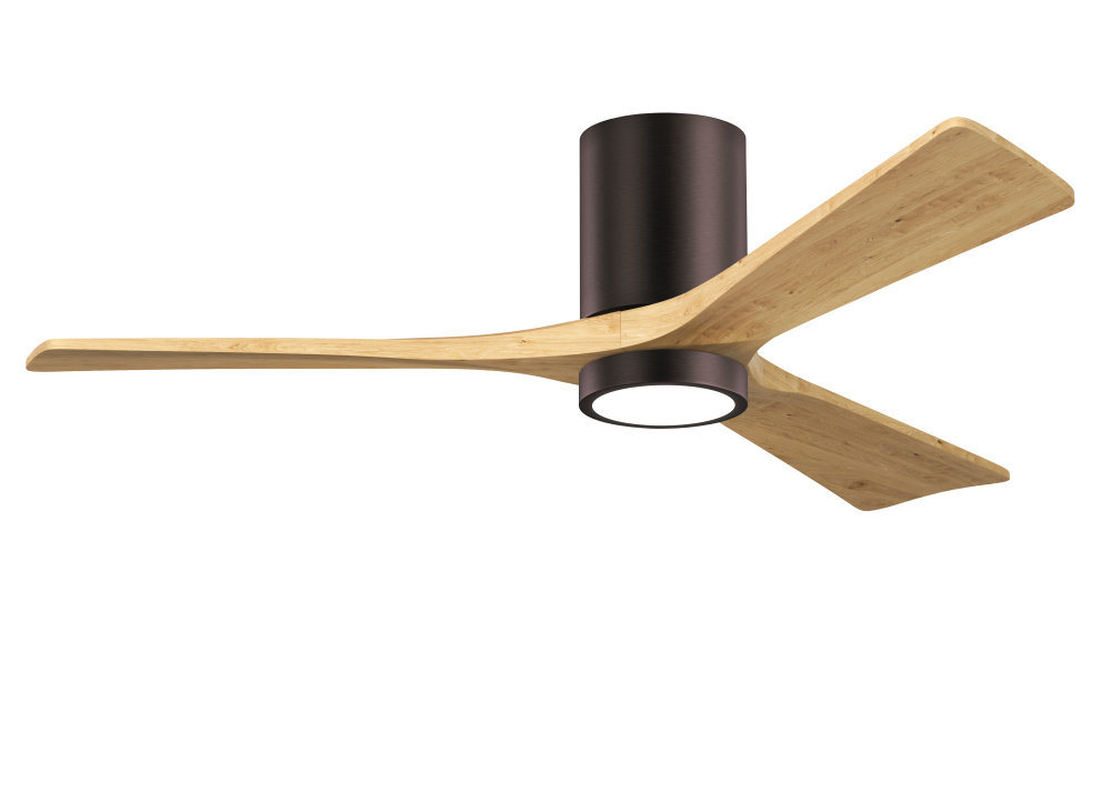 Irene-3HLK - 52" Three Blade Flush Mount Paddle Fan - 5CCT Integrated LED - Brushed Bronze Finis