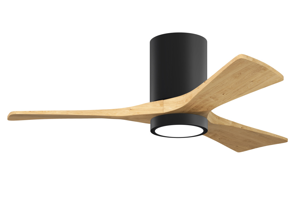 Irene-3HLK - 42" Three Blade Flush Mount Paddle Fan - 5CCT Integrated LED - Matte Black Finish