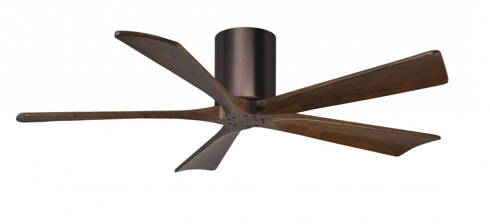 Irene-5H - 52" Five Blade Flush Mount Paddle Fan - Brushed Bronze Finish - Walnut Tone Blades