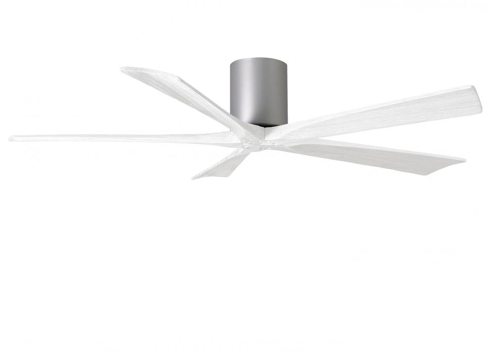 Irene-5H - 60" Five Blade Flush Mount Paddle Fan - Brushed Nickel Finish - Matte White Blades