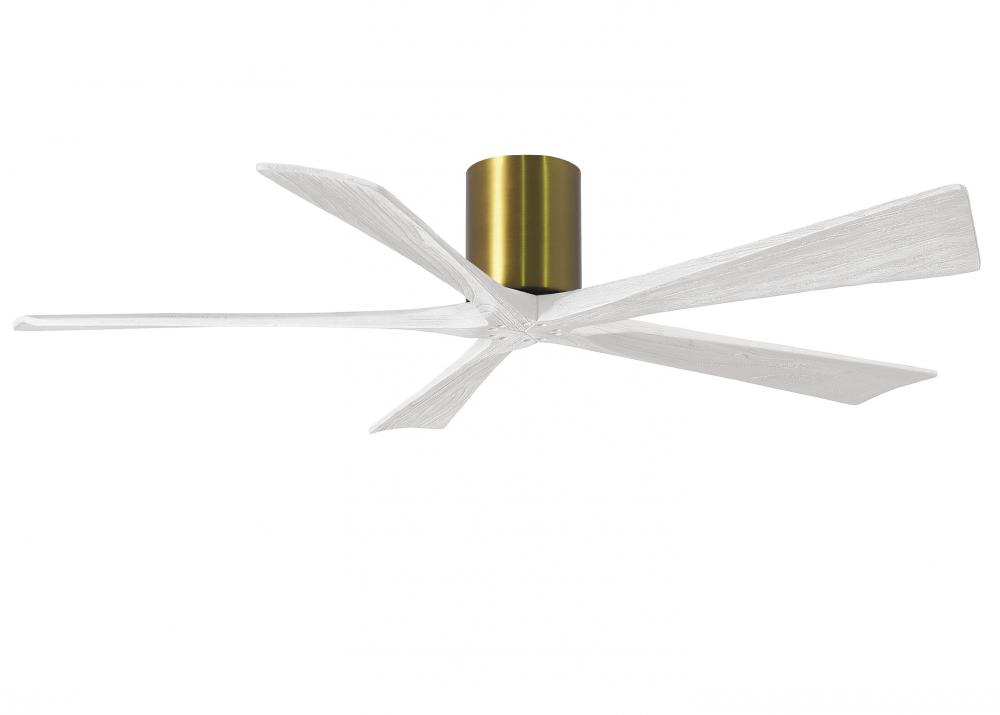 Irene-5H - 60" Five Blade Flush Mount Paddle Fan - Brushed Brass Finish - Matte White Blades