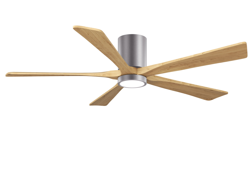 Irene-5HLK - 60" Five Blade Flush Mount Paddle Fan - 5CCT Integrated LED - Brushed Pewter Finish