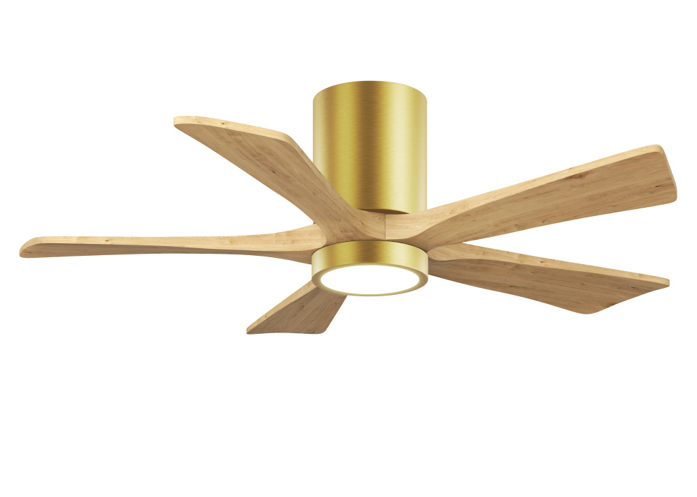 Irene-5HLK - 42" Five Blade Flush Mount Paddle Fan - 5CCT Integrated LED - Brushed Brass Finish