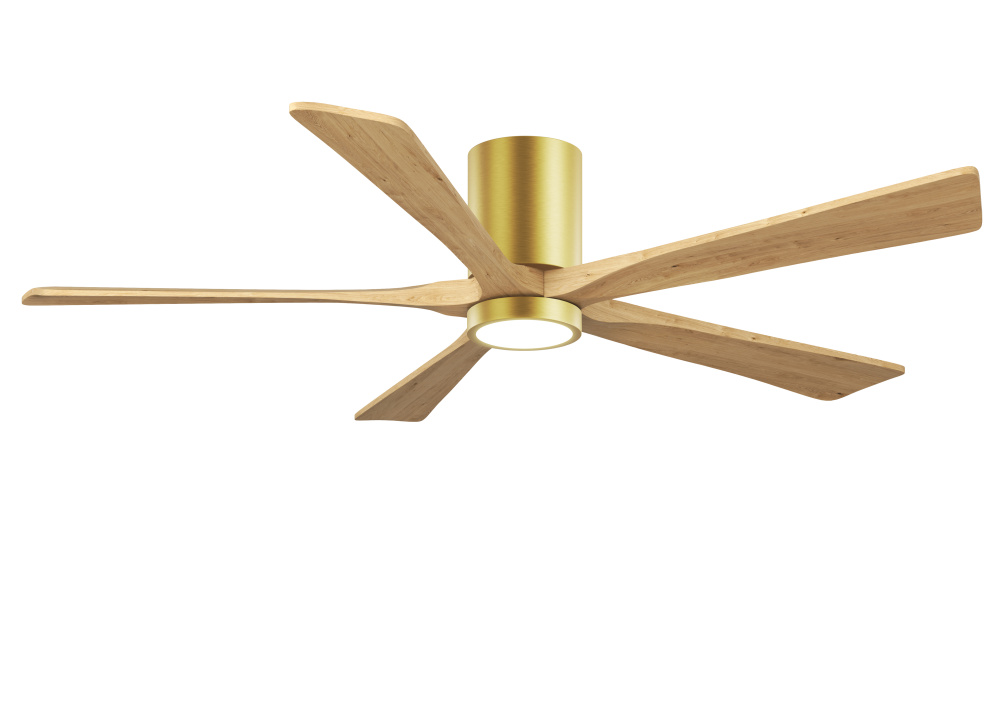 Irene-5HLK - 60" Five Blade Flush Mount Paddle Fan - 5CCT Integrated LED - Brushed Brass Finish
