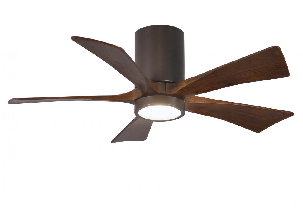 Irene-5HLK-42" Five Blade Flush Mount Paddle Fan-5CCT Integrated LED-Textured Bronze Finish