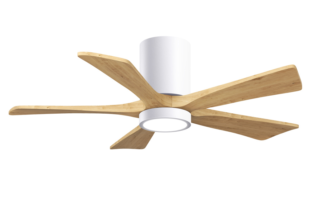 Irene-5HLK - 42" Five Blade Flush Mount Paddle Fan - 5CCT Integrated LED - Gloss White Finish