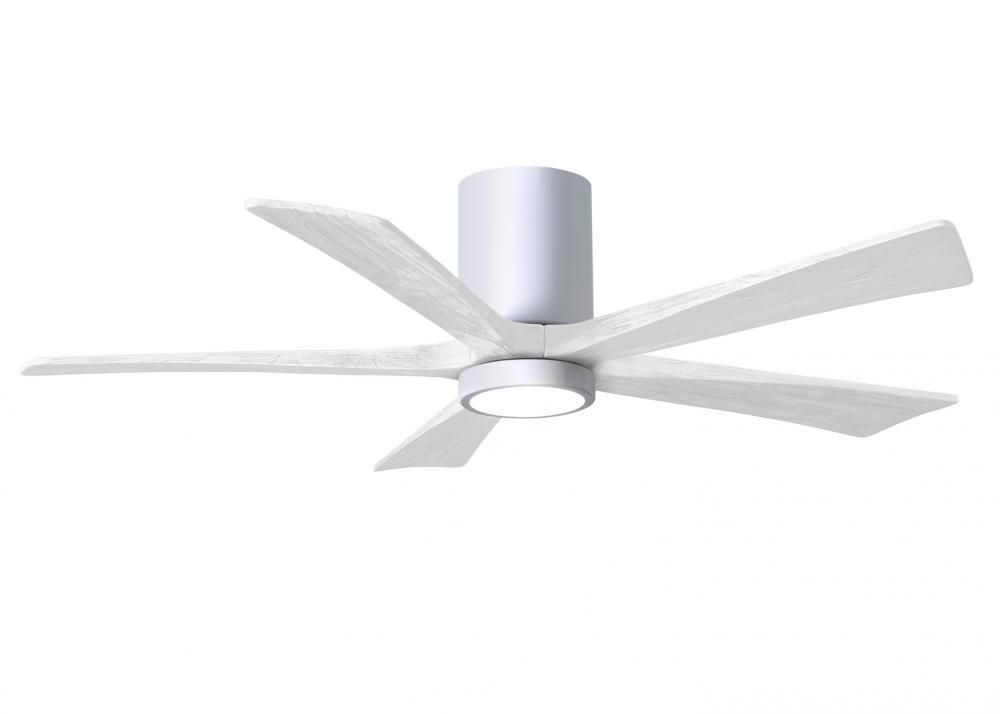 Irene-5HLK - 52" Five Blade Flush Mount Paddle Fan - 5CCT Integrated LED - Gloss White Finish