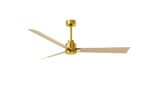 Matthews Fan Company AK-BRBR-LM-56 - Alessandra - 56" Three Blade Transitional Ceiling Fan - Brushed Brass Finish - Light Maple Blade