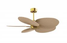 Matthews Fan Company AKTP-BRBR-LM - Alessandra Tropical 5-blade ceiling fan in Brushed Brass and Light Maple blades.