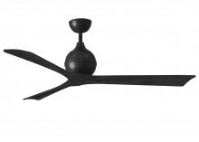 Matthews Fan Company IR3-BK-BK-60 - Irene-3 three-blade paddle fan in Matte Black finish with 60" solid matte black wood blades.