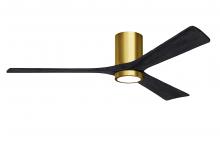 Matthews Fan Company IR3HLK-BRBR-BK-60 - Irene-3HLK three-blade flush mount paddle fan in Brushed Brass finish with 60” solid matte black