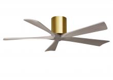 Matthews Fan Company IR5H-BRBR-GA-52 - Irene-5H three-blade flush mount paddle fan in Brushed Brass finish with 52” Gray Ash tone blade