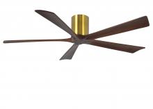 Matthews Fan Company IR5H-BRBR-WA-60 - Irene-5H - 60" Five Blade Flush Mount Paddle Fan - Brushed Brass Finish - Walnut Tone Blades