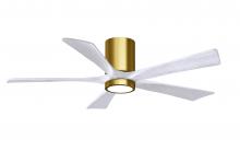 Matthews Fan Company IR5HLK-BRBR-MWH-52 - IR5HLK five-blade flush mount paddle fan in Brushed Brass finish with 52” solid matte black wood