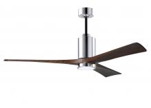 Matthews Fan Company PA3-CR-WA-60 - Patricia-3 three-blade ceiling fan in Polished Chrome finish with 60” solid walnut tone blades a