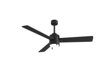 Matthews Fan Company SS-BK-BK-52 - Steven - 52 Three Blade Ceiling Fan - Integrated LED - Matte Black Finish - Matte Black Blades