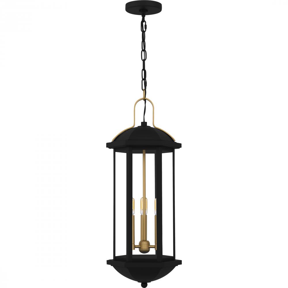 Crestfield 3-Light Matte Black Outdoor Hanging Lantern