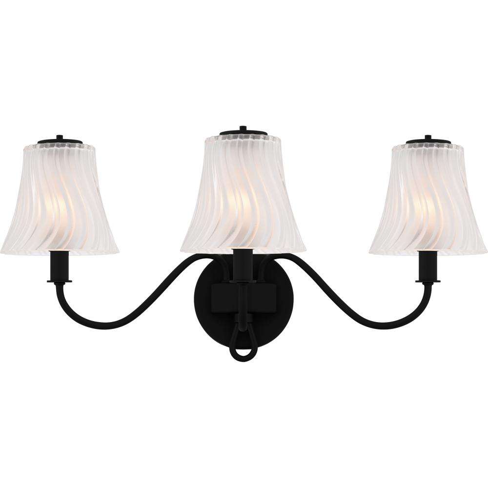 McKinney 3-Light Matte Black Bath Light