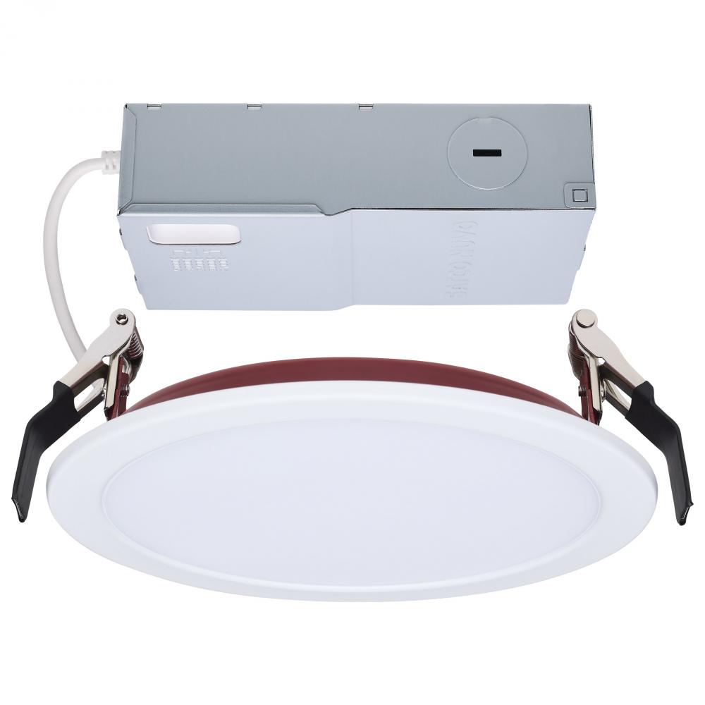13 Watt LED; Fire Rated 6 Inch Direct Wire Slim Fit Flat Face Downlight; Round Shape; White Finish;