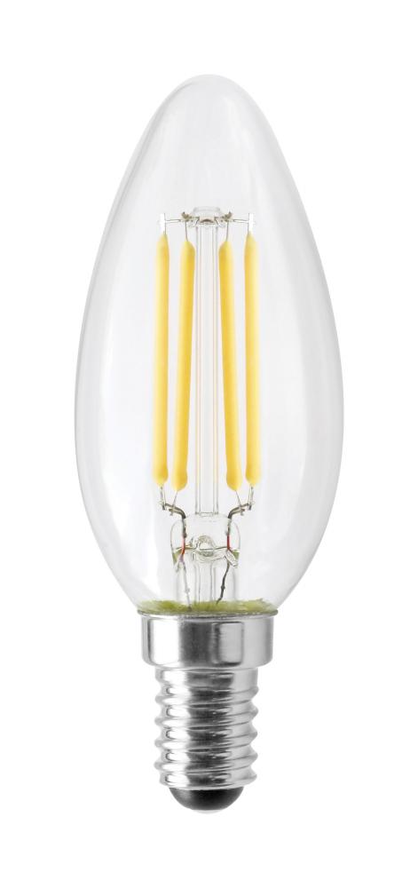 4.5 Watt; B11 LED Filament; Clear; 350 Lumens; 3000K; European base; 120 Volt
