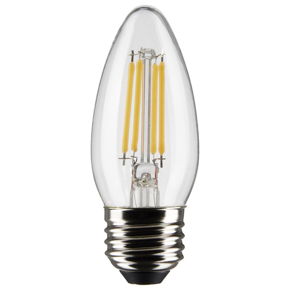 4 Watt B11 LED Filament; Clear; Medium base; 90 CRI; 3000K; 120 Volt
