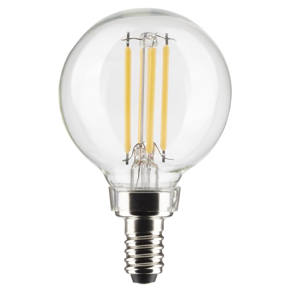 4 Watt G16.5 LED Filament; Clear; Candelabra Base; 2700K; 350 Lumens; 120 Volt; 2-Pack