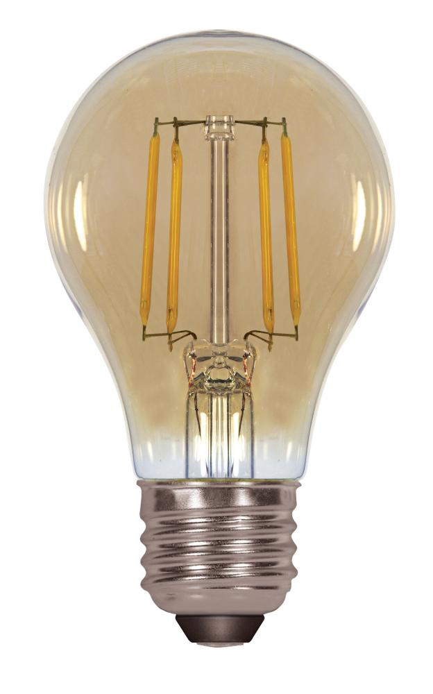 4.5 Watt A19 LED Filament; Amber; Medium base; 2000K; 350 Lumens; 120 Volt