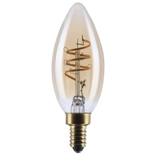 Satco Products Inc. S14219 - 5.5W C11 LED 90CRI 2000K 500LM E12 Glass Clear Amber Coil Filament Dimmable 1 Pack